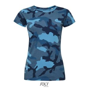 SOL'S CAMO ženska majica s okruglim izrezom | Loonapark promotivni pokloni
