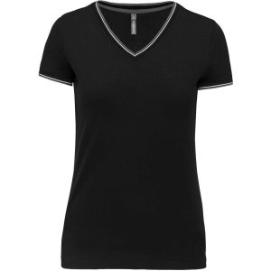 Ženska s pique tkanjem KNIT s v-izrezom majica kratkih rukava | Loonapark promotivni pokloni