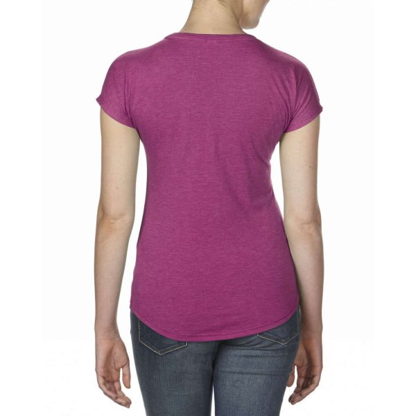 Žnska majica kratkih rukava s v-izrezom od tri vrste materijala