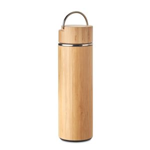 Dvostruki zid od nehrđajućeg čelika / bambus izolacijski vakuumska tikvicu s dodatnim infuzijem čaja unutra. Kapacitet: 400 ml. Bez curenja. | Loonapark promotivni proizvodi