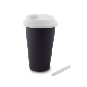 Keramička šalica s kredom i silikonskim350 ml poklopcem. | Loonapark promotivni proizvodi