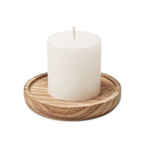 Okrugli drvena dekorativna baza s vanilijem mirisom svijeće. | Loonapark promotivni proizvodi