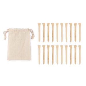 20 bambusovih golf stalaka za lopticu u torbi od organskog pamuka. | Loonapark promotivni proizvodi