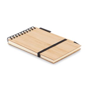 A6 bilježnica s koricama od bambusa sa 70 listova obloženog recikliranog papira. | Loonapark promotivni proizvodi