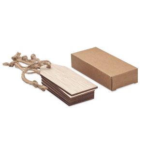 ETIBAM Set od 6 drvenih oznaka za poklone Smeđa loonapark promotivni proizvodi i poslovni pokloni
