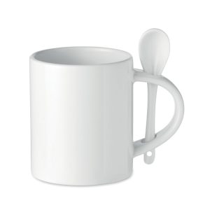 SUBLIM SPOON Keramička šalica za sublimaciju 300 ml Bijela loonapark promotivni proizvodi i poslovni pokloni